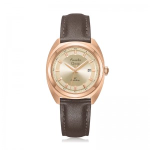 Alexandre Christie AC 8702 Full Rosegold Brown Leather Lady LDLRGLN